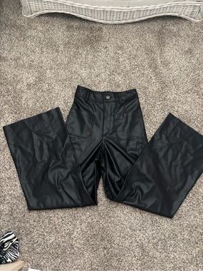 Zara Black Faux Leather Trousers